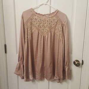 Gorgeous crushed satin blush pink top